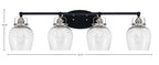 Easton Four Light Bath Bar in Matte Black & Brushed Nickel with 6" Smoke Bubble Shade
