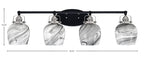 Easton Four Light Bath Bar in Matte Black & Brushed Nickel with 6" Onyx Swirl Shade