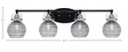Easton Four Light Bath Bar in Matte Black & Brushed Nickel with 6" Smoke Ribbed Shade