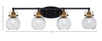 Easton Four Light Bath Bar in Matte Black & Brass with 5.75" Smoke Bubble Shade