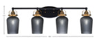 Easton Four Light Bath Bar in Matte Black & Brass with 5" Smoke Textured Shade
