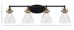 Easton Four Light Bath Bar in Matte Black & Brass with 6.25" Clear Bubble Shade