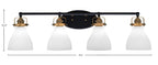 Easton Four Light Bath Bar in Matte Black & Brass with 6.25" White Marble Shade