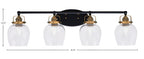 Easton Four Light Bath Bar in Matte Black & Brass with 6" Clear Bubble Shade