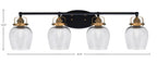 Easton Four Light Bath Bar in Matte Black & Brass with 6" Smoke Bubble Shade