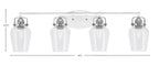 Easton Four Light Bath Bar in White & Brushed Nickel with 5" Clear Bubble Shade