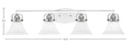 Easton Four Light Bath Bar in White & Brushed Nickel with 7" White Muslin Shade