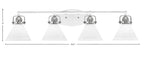 Easton Four Light Bath Bar in White & Brushed Nickel with 7" White Muslin Shade