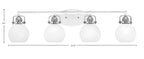 Easton Four Light Bath Bar in White & Brushed Nickel with 5.75" White Marble Shade