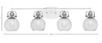 Easton Four Light Bath Bar in White & Brushed Nickel with 5.75" Smoke Bubble Shade