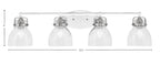 Easton Four Light Bath Bar in White & Brushed Nickel with 6" Clear Bubble Shade