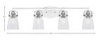 Easton Four Light Bath Bar in White & Brushed Nickel with 4.5" Square Clear Bubble Shade
