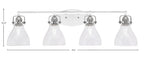 Easton Four Light Bath Bar in White & Brushed Nickel with 6.25" Clear Bubble Shade