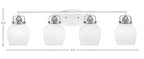 Easton Four Light Bath Bar in White & Brushed Nickel with 6" White Marble Shade