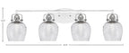 Easton Four Light Bath Bar in White & Brushed Nickel with 6" Smoke Bubble Shade