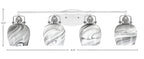 Easton Four Light Bath Bar in White & Brushed Nickel with 6" Onyx Swirl Shade