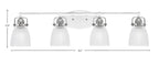 Easton Four Light Bath Bar in White & Brushed Nickel with 5" Clear Ribbed Shade