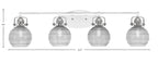 Easton Four Light Bath Bar in White & Brushed Nickel with 6" Clear Ribbed Shade
