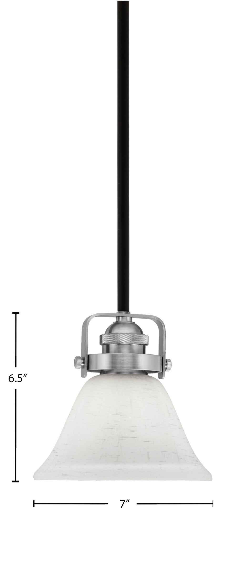 Easton One Light Mini Pendant in Matte Black & Brushed Nickel with 7" White Muslin Shade