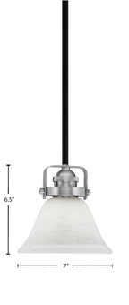 Easton One Light Mini Pendant in Matte Black & Brushed Nickel with 7" White Muslin Shade