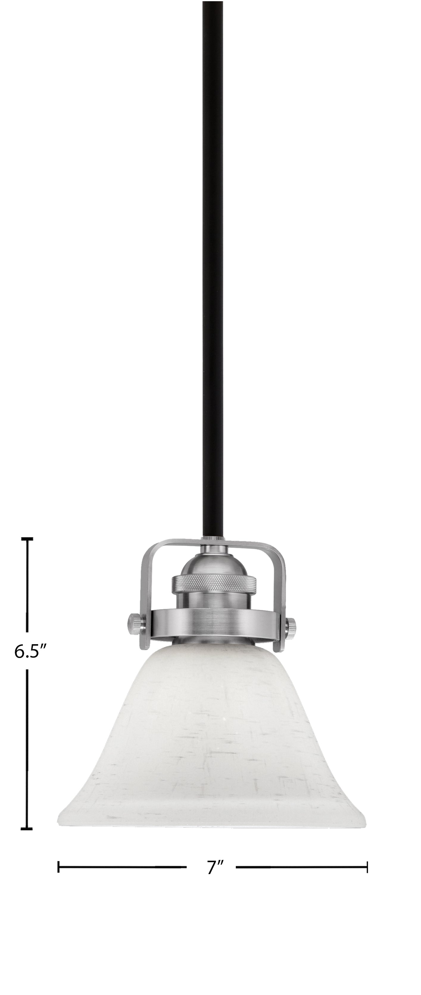 Easton One Light Mini Pendant in Matte Black & Brushed Nickel with 7" White Muslin Shade