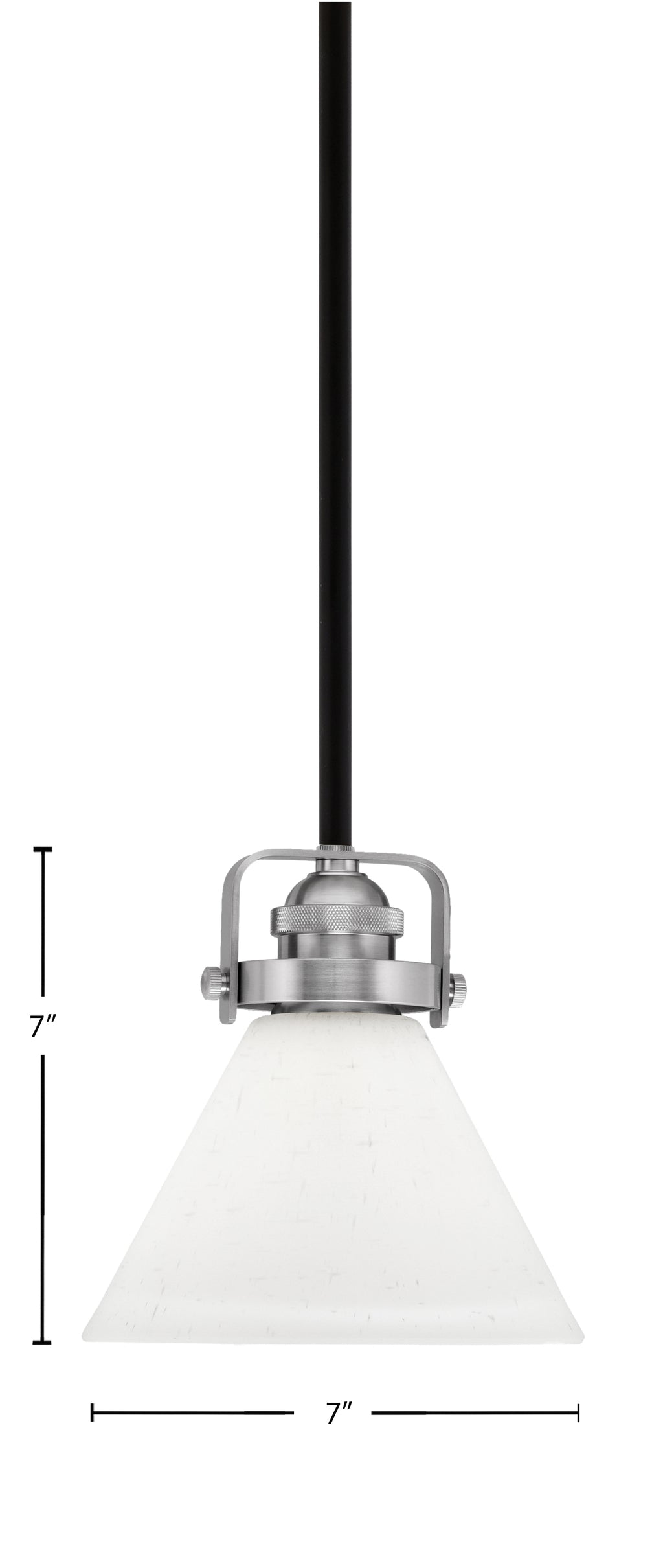 Easton One Light Mini Pendant in Matte Black & Brushed Nickel with 7" White Muslin Shade
