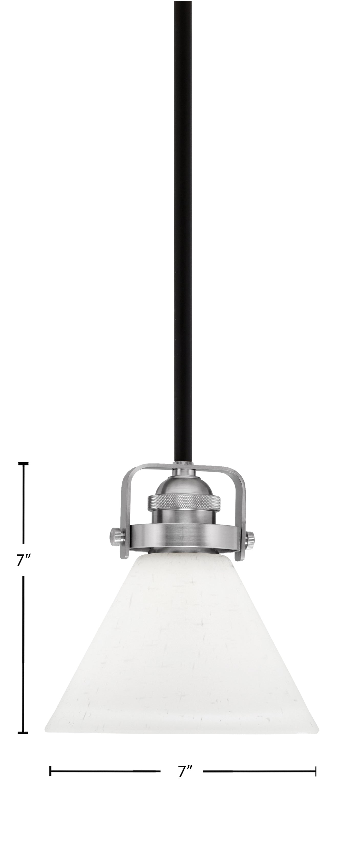 Easton One Light Mini Pendant in Matte Black & Brushed Nickel with 7" White Muslin Shade