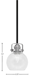 Easton One Light Mini Pendant in Matte Black & Brushed Nickel with 75" Clear Bubble Shade