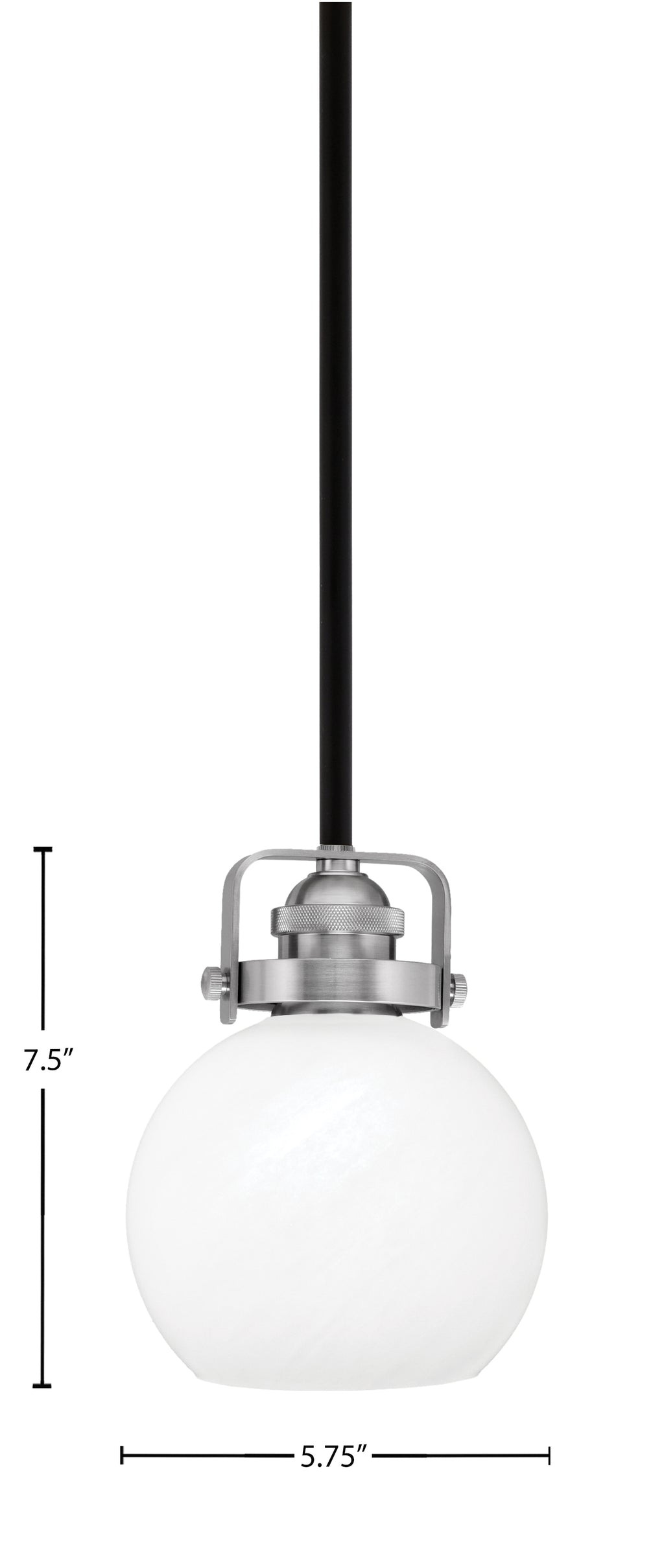 Easton One Light Mini Pendant in Matte Black & Brushed Nickel with 75" White Marble Shade