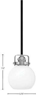 Easton One Light Mini Pendant in Matte Black & Brushed Nickel with 75" White Marble Shade