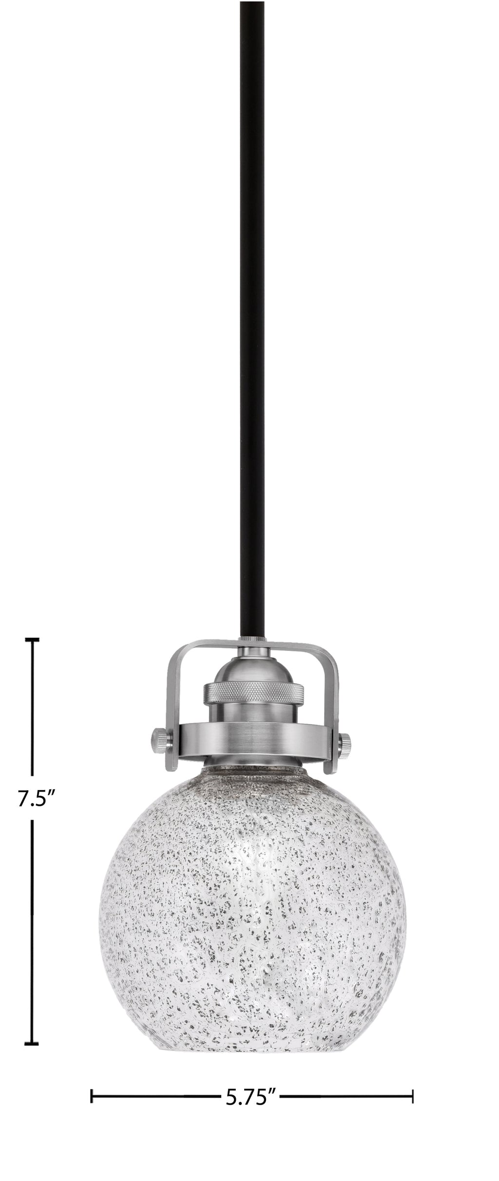 Easton One Light Mini Pendant in Matte Black & Brushed Nickel with 75" Smoke Bubble Shade