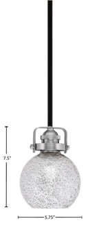 Easton One Light Mini Pendant in Matte Black & Brushed Nickel with 75" Smoke Bubble Shade