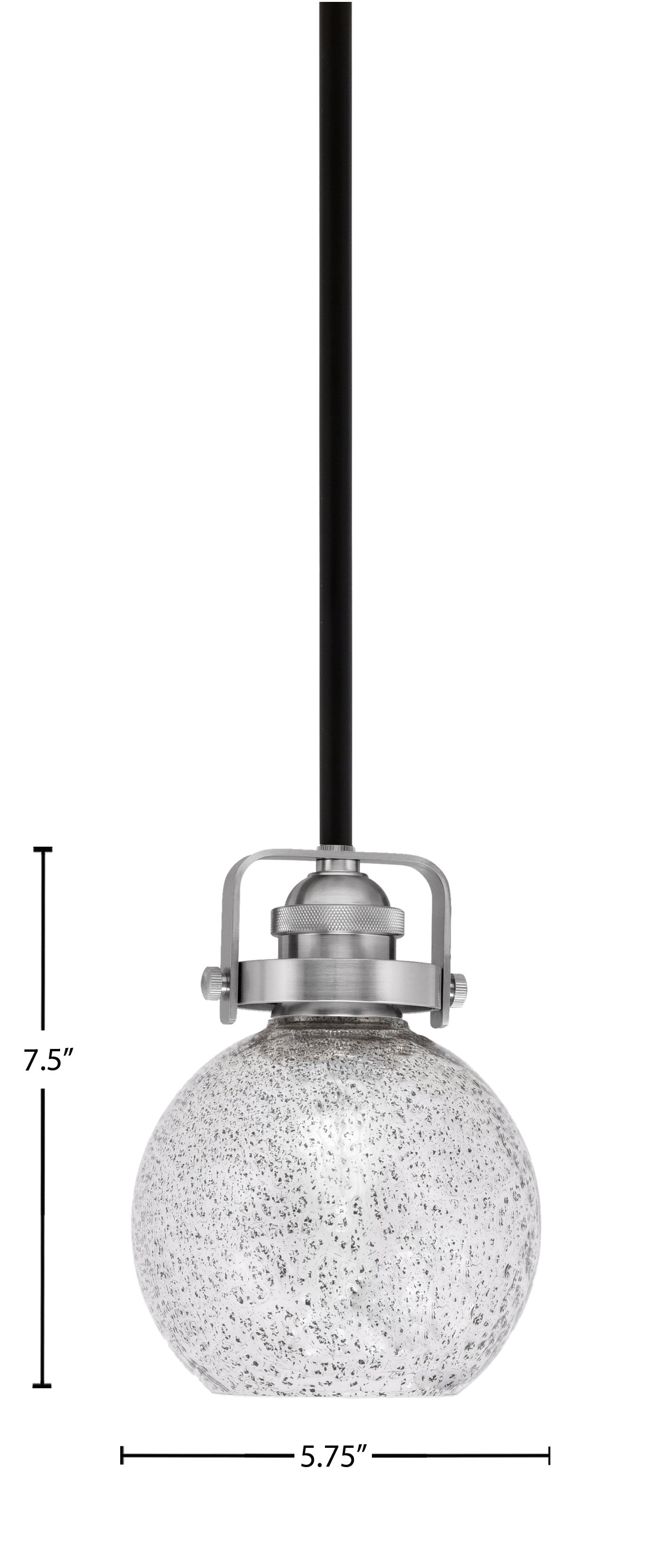 Easton One Light Mini Pendant in Matte Black & Brushed Nickel with 75" Smoke Bubble Shade