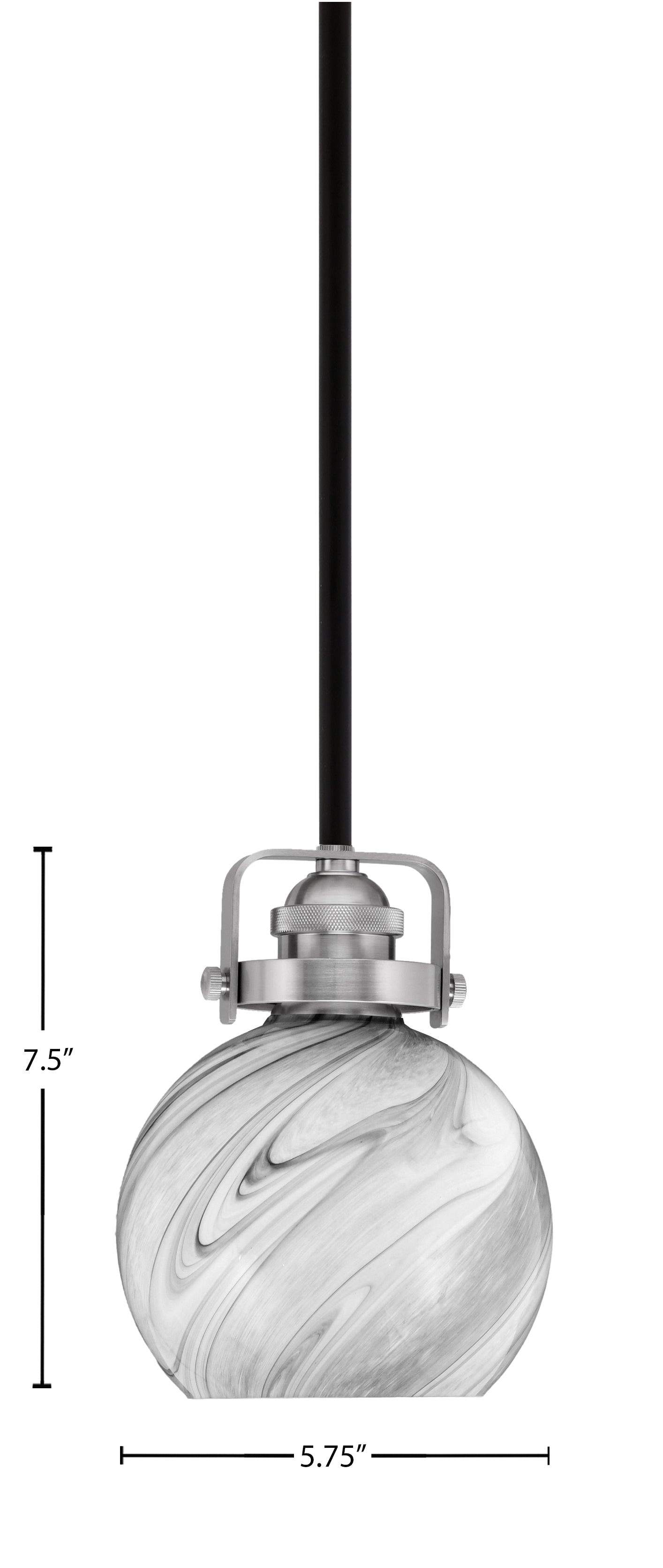 Easton One Light Mini Pendant in Matte Black & Brushed Nickel with 75" Onyx Swirl Shade