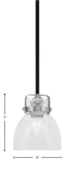Easton One Light Mini Pendant in Matte Black & Brushed Nickel with 6" Clear Bubble Shade