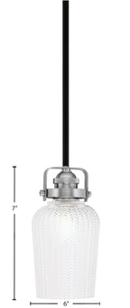 Easton One Light Mini Pendant in Matte Black & Brushed Nickel with 5" Clear Textured Shade