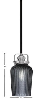 Easton One Light Mini Pendant in Matte Black & Brushed Nickel with 5" Smoke Textured Shade