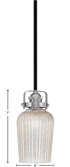 Easton One Light Mini Pendant in Matte Black & Brushed Nickel with 5" Silver Textured Shade