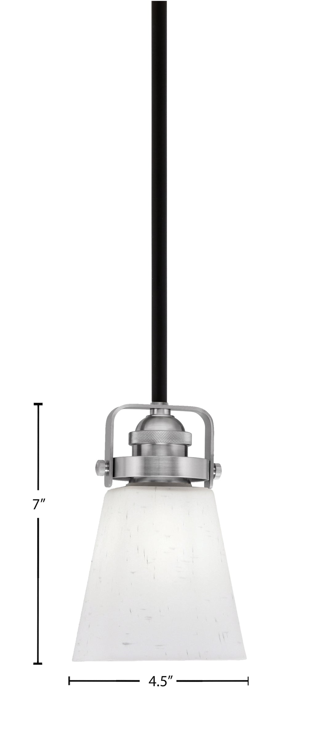 Easton One Light Mini Pendant in Matte Black & Brushed Nickel with 4.5" Square White Muslin Shade