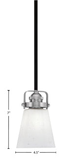 Easton One Light Mini Pendant in Matte Black & Brushed Nickel with 4.5" Square White Muslin Shade