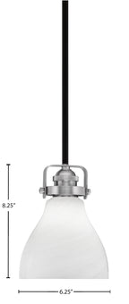 Easton One Light Mini Pendant in Matte Black & Brushed Nickel with 25" White Marble Shade