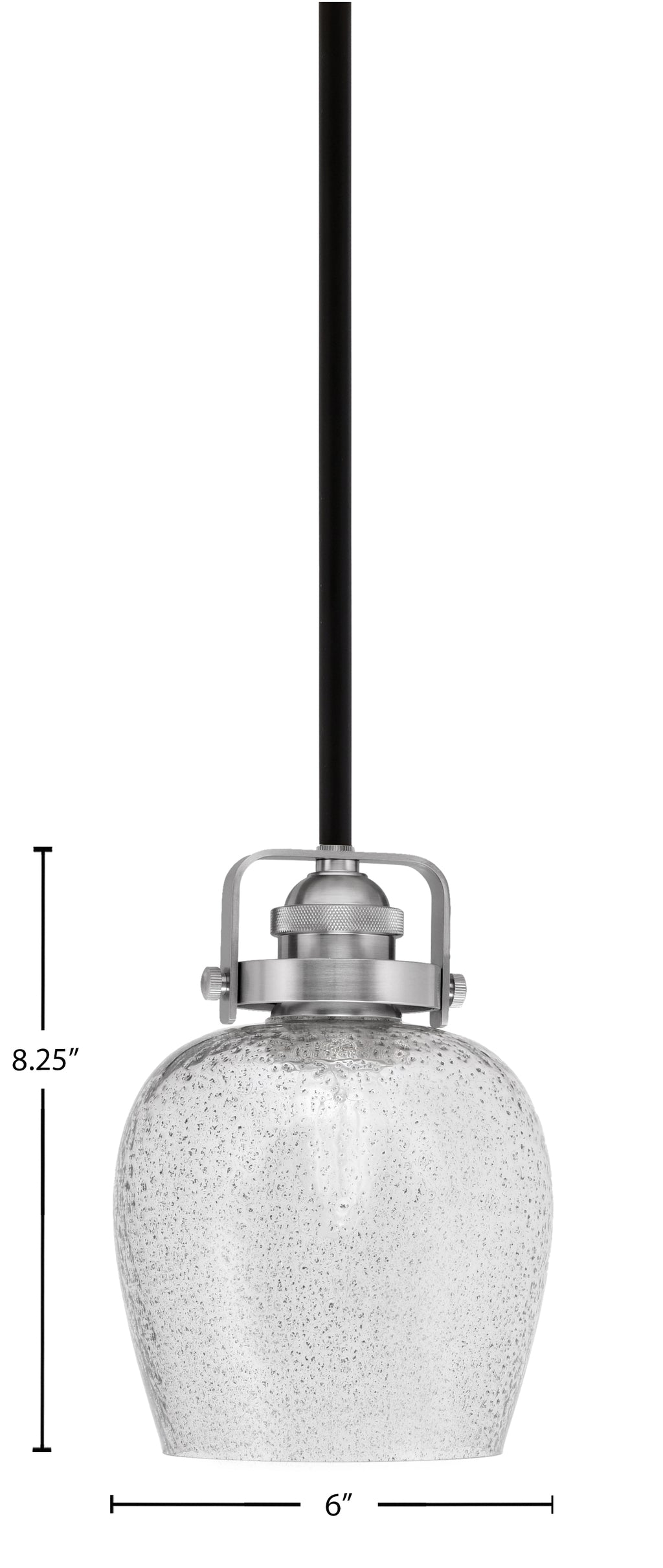 Easton One Light Mini Pendant in Matte Black & Brushed Nickel with 6" Smoke Bubble Shade