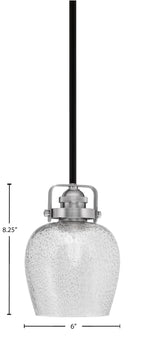 Easton One Light Mini Pendant in Matte Black & Brushed Nickel with 6" Smoke Bubble Shade