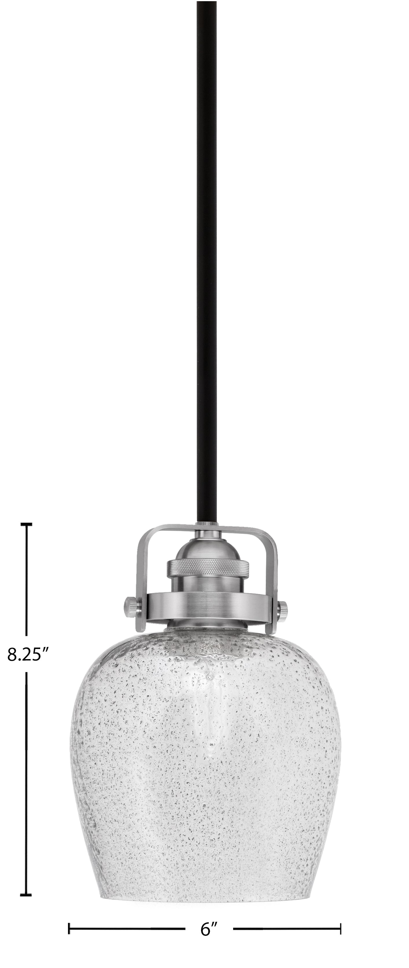Easton One Light Mini Pendant in Matte Black & Brushed Nickel with 6" Smoke Bubble Shade