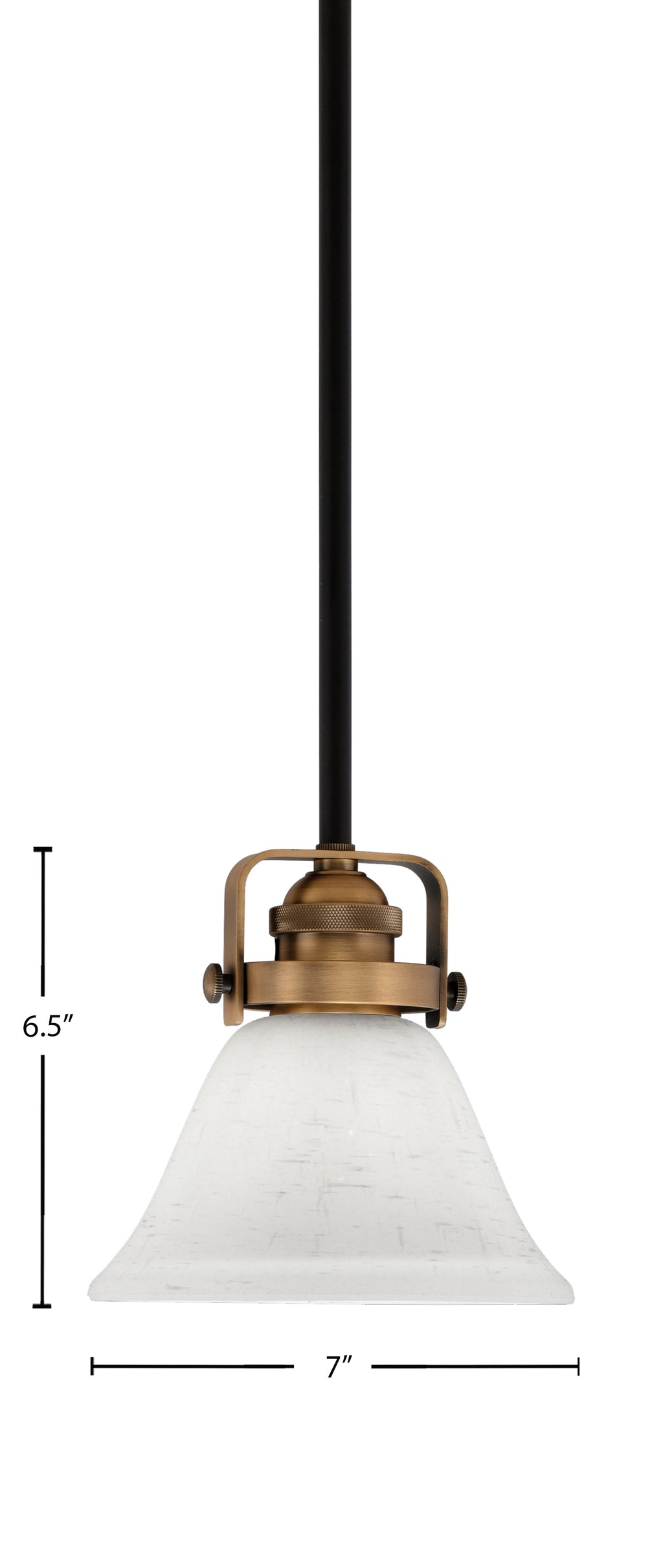 Easton One Light Mini Pendant in Matte Black & Brass with 7" White Muslin Shade