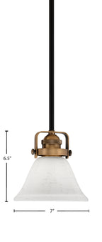 Easton One Light Mini Pendant in Matte Black & Brass with 7" White Muslin Shade