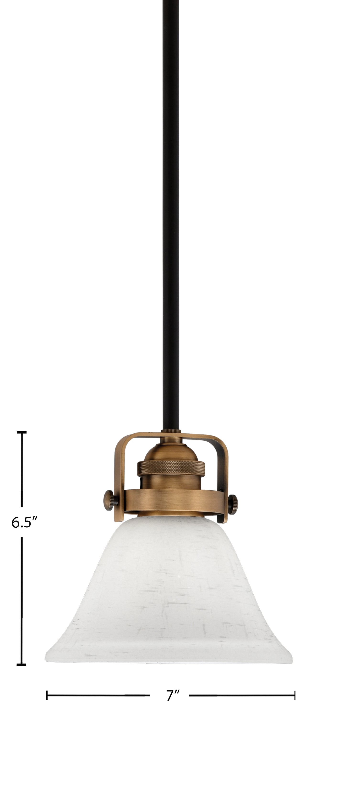 Easton One Light Mini Pendant in Matte Black & Brass with 7" White Muslin Shade