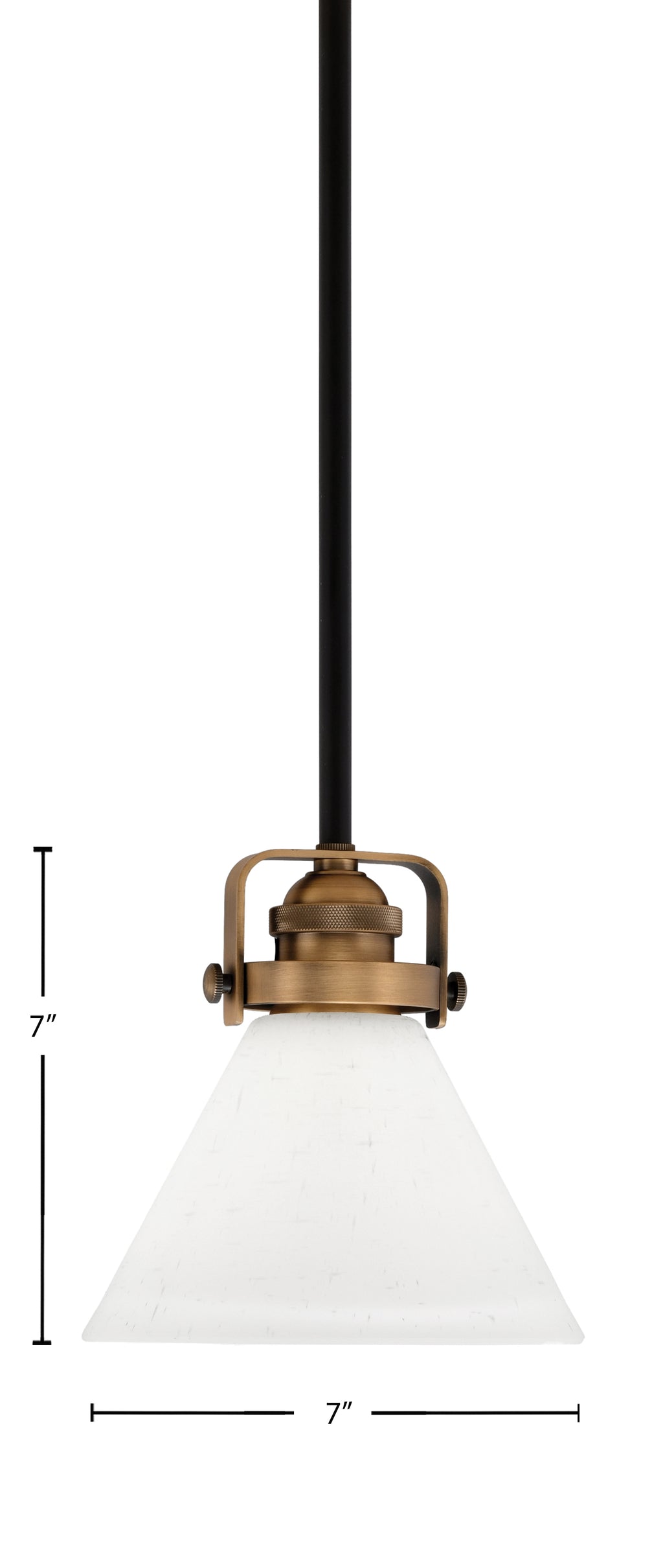 Easton One Light Mini Pendant in Matte Black & Brass with 7" White Muslin Shade