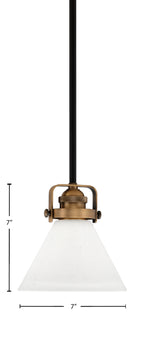 Easton One Light Mini Pendant in Matte Black & Brass with 7" White Muslin Shade