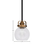 Easton One Light Mini Pendant in Matte Black & Brass with 75" Clear Bubble Shade